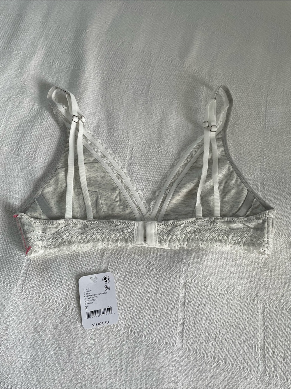 Free People Oh My Darling Plunge Bralette in Heather Grey Combo - Picture 6 of 8